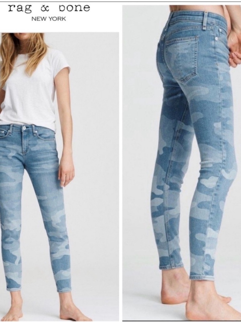 rag & bone Light Blue Camouflage Skinny Jeans